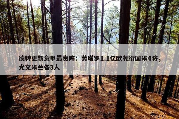 德转更新意甲最贵阵：劳塔罗1.1亿欧领衔国米4将，尤文米兰各3人