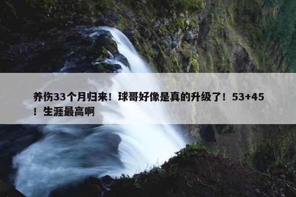 养伤33个月归来！球哥好像是真的升级了！53+45！生涯最高啊