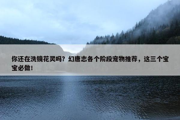 你还在洗镜花灵吗？幻唐志各个阶段宠物推荐，这三个宝宝必做！