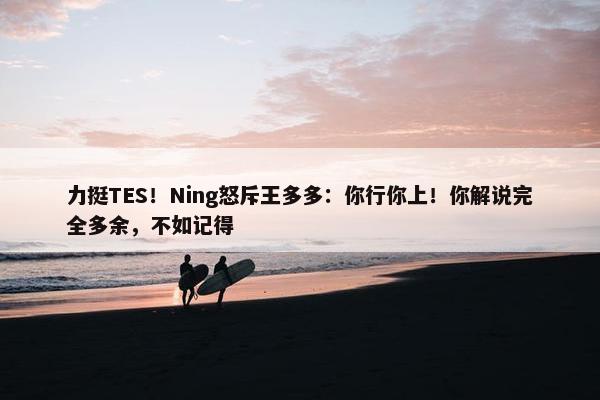 力挺TES！Ning怒斥王多多：你行你上！你解说完全多余，不如记得