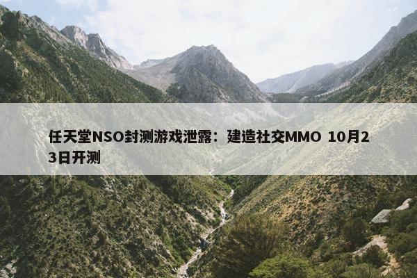 任天堂NSO封测游戏泄露：建造社交MMO 10月23日开测