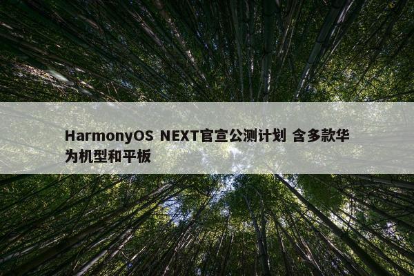 HarmonyOS NEXT官宣公测计划 含多款华为机型和平板