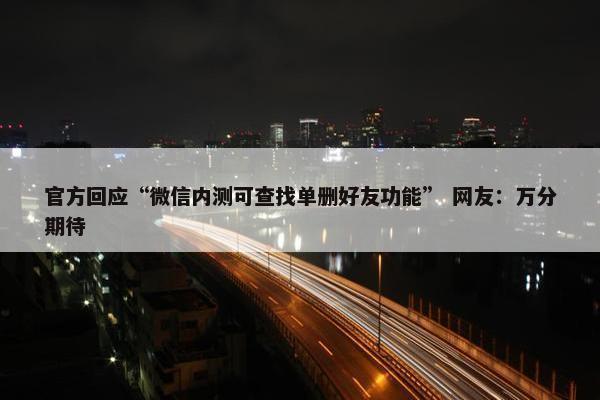 官方回应“微信内测可查找单删好友功能” 网友：万分期待