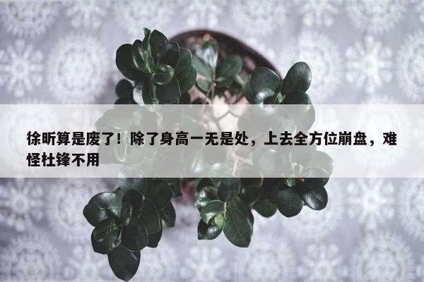 徐昕算是废了！除了身高一无是处，上去全方位崩盘，难怪杜锋不用