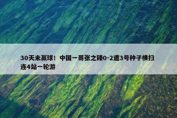 30天未赢球！中国一哥张之臻0-2遭3号种子横扫 连4站一轮游