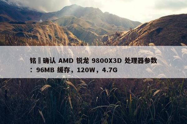 铭瑄确认 AMD 锐龙 9800X3D 处理器参数：96MB 缓存，120W，4.7G