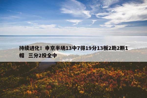 持续进化！申京半场13中7得19分13板2助2断1帽  三分2投全中