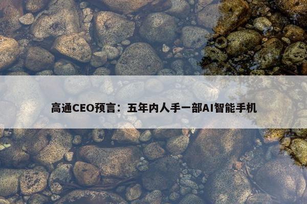 高通CEO预言：五年内人手一部AI智能手机