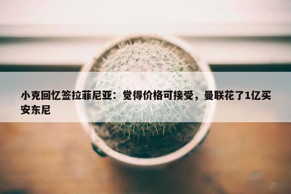 小克回忆签拉菲尼亚：觉得价格可接受，曼联花了1亿买安东尼