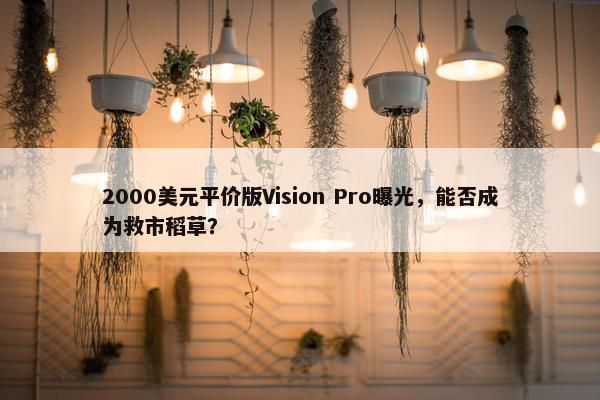 2000美元平价版Vision Pro曝光，能否成为救市稻草？