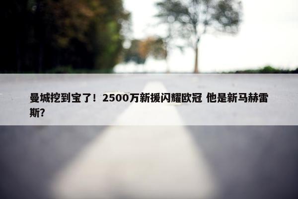 曼城挖到宝了！2500万新援闪耀欧冠 他是新马赫雷斯？