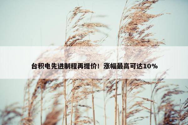 台积电先进制程再提价！涨幅最高可达10%