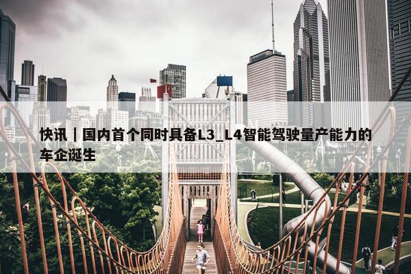 快讯｜国内首个同时具备L3_L4智能驾驶量产能力的车企诞生