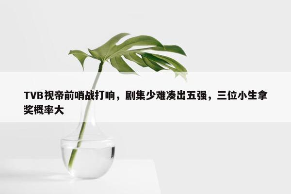 TVB视帝前哨战打响，剧集少难凑出五强，三位小生拿奖概率大