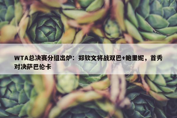 WTA总决赛分组出炉：郑钦文将战双巴+鲍里妮，首秀对决萨巴伦卡