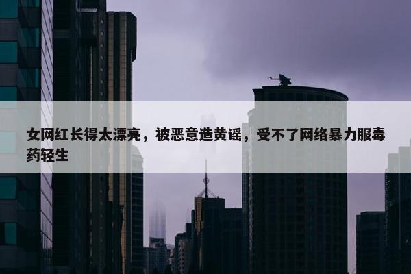 女网红长得太漂亮，被恶意造黄谣，受不了网络暴力服毒药轻生