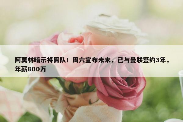 阿莫林暗示将离队！周六宣布未来，已与曼联签约3年，年薪800万