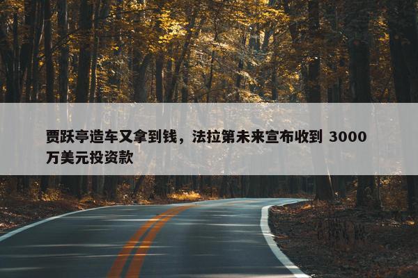 贾跃亭造车又拿到钱，法拉第未来宣布收到 3000 万美元投资款