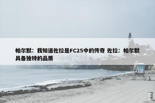 帕尔默：我知道佐拉是FC25中的传奇 佐拉：帕尔默具备独特的品质