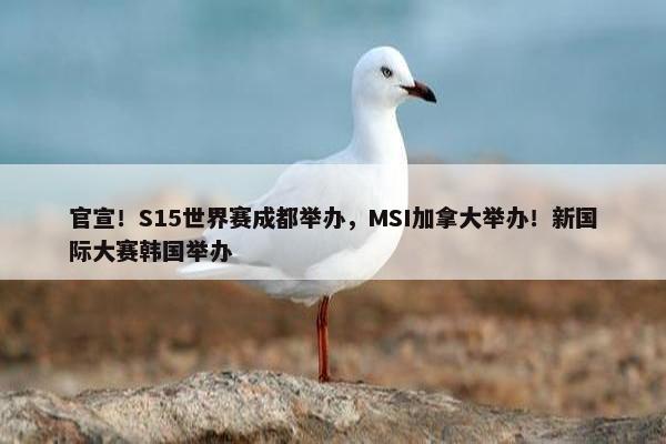 官宣！S15世界赛成都举办，MSI加拿大举办！新国际大赛韩国举办