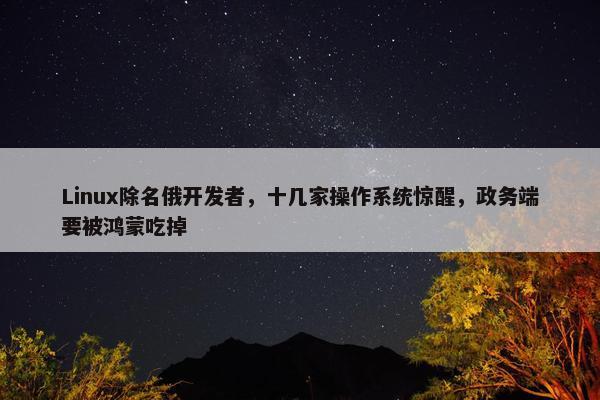 Linux除名俄开发者，十几家操作系统惊醒，政务端要被鸿蒙吃掉