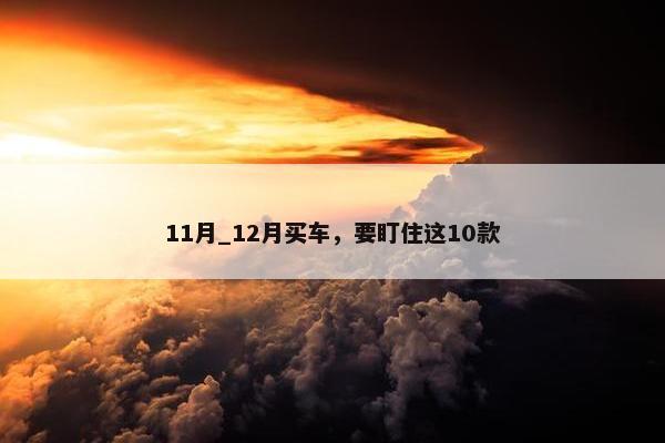 11月_12月买车，要盯住这10款