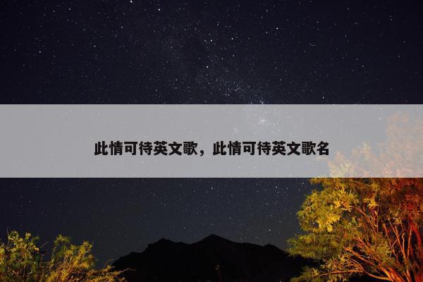 此情可待英文歌，此情可待英文歌名